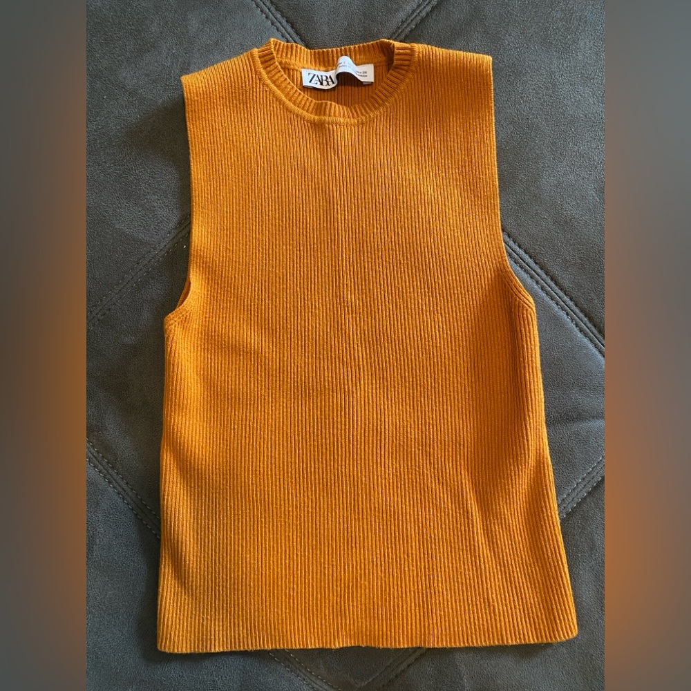 Zara Ribbed Knit Sleeveless Sweater Tank Top Women Size Small